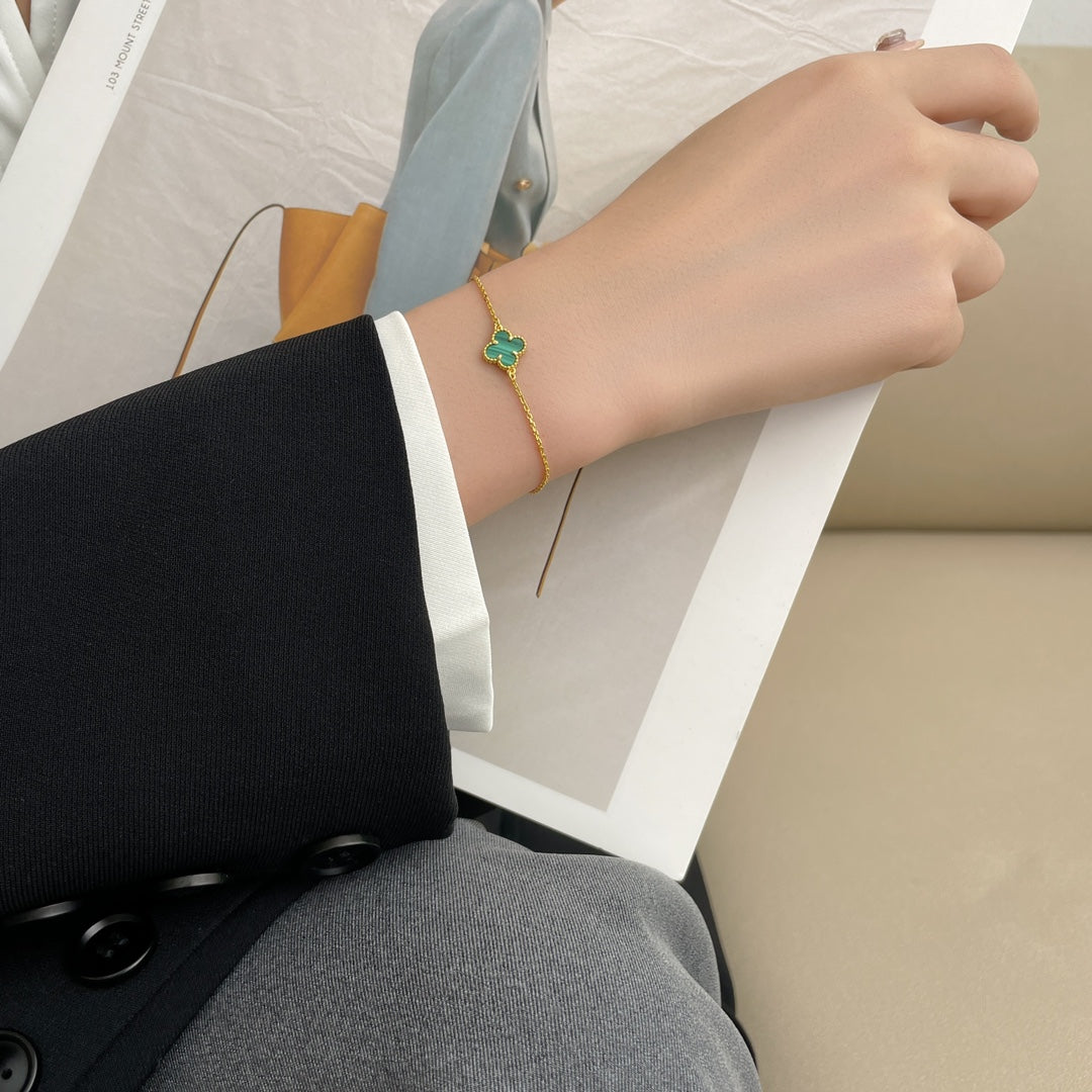 [Angela Jewellery]CLOVER BRACELET MALACHITE 1 MOTIF