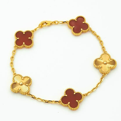 [Angela Jewellery]CLOVER  5 MOTIFS CARNELIAN GOLD BRACELET