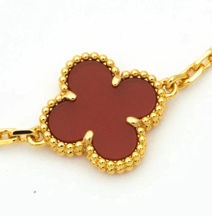 [Angela Jewellery]CLOVER  5 MOTIFS CARNELIAN GOLD BRACELET