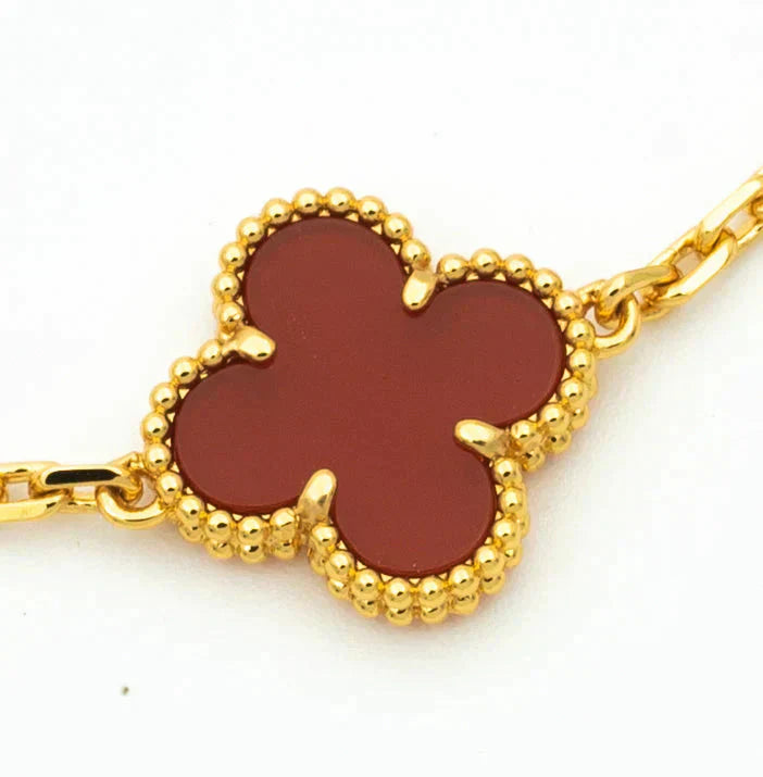 [Angela Jewellery]CLOVER 5 MOTIFS CARNELIAN DIAMOND BRACELET