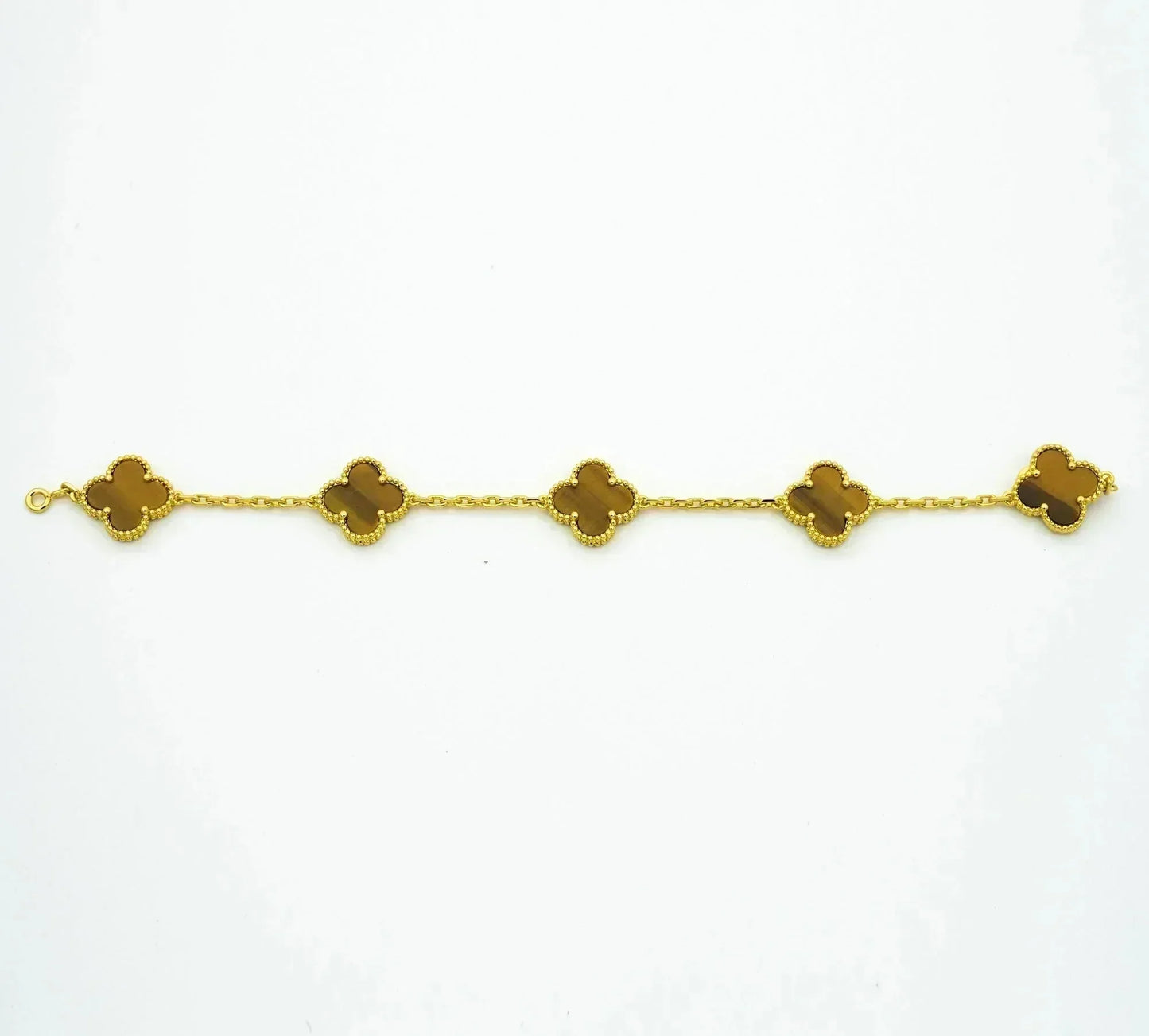 [Angela Jewellery]CLOVER  5 MOTIFS TIGER EYE BRACELET
