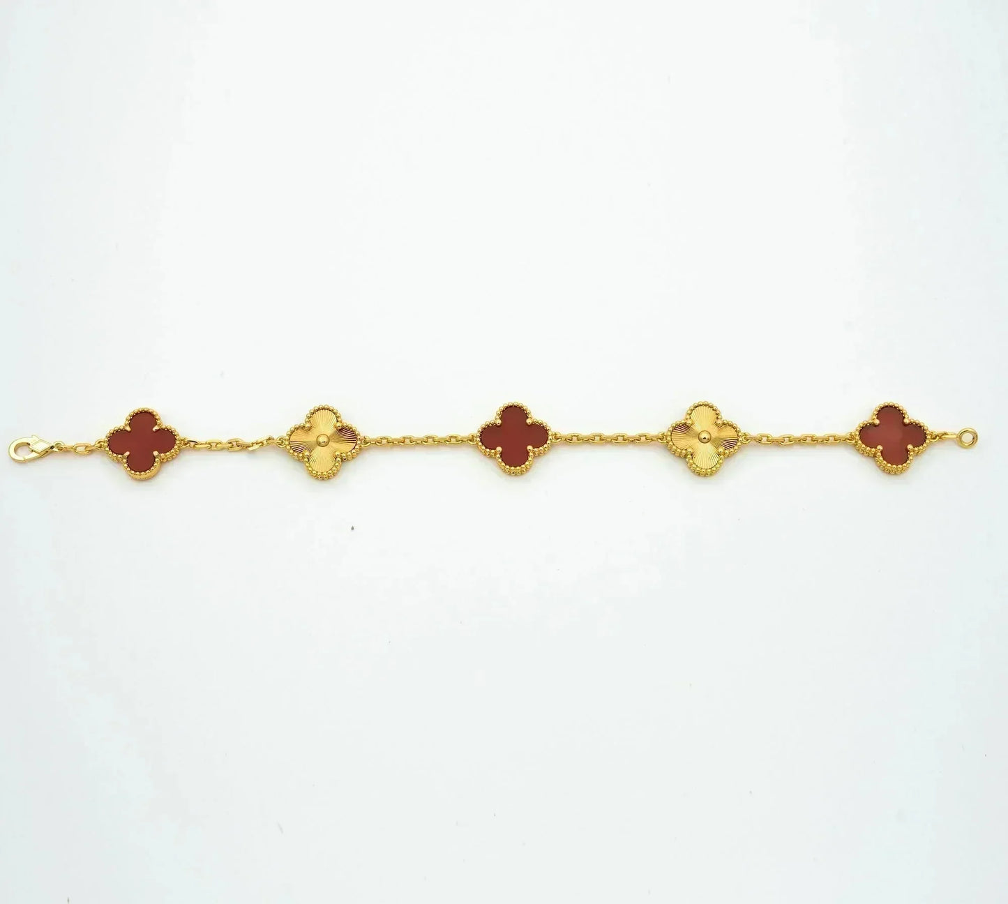 [Angela Jewellery]CLOVER  5 MOTIFS CARNELIAN GOLD BRACELET