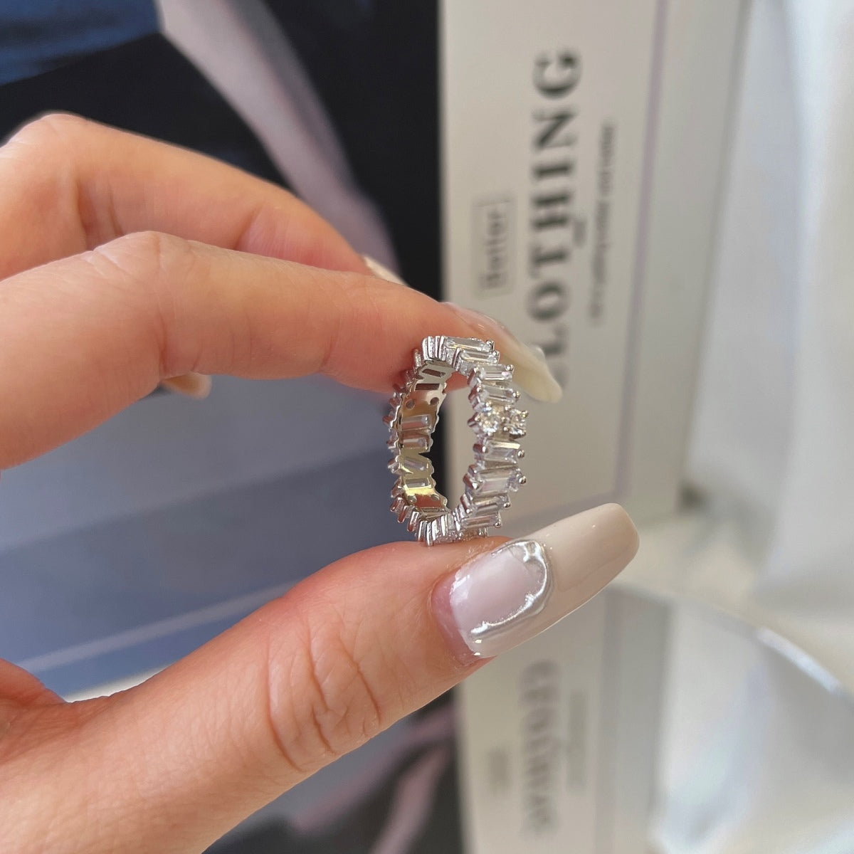 Angela Jewelry]Delicate Multi Shape Tennis Ring