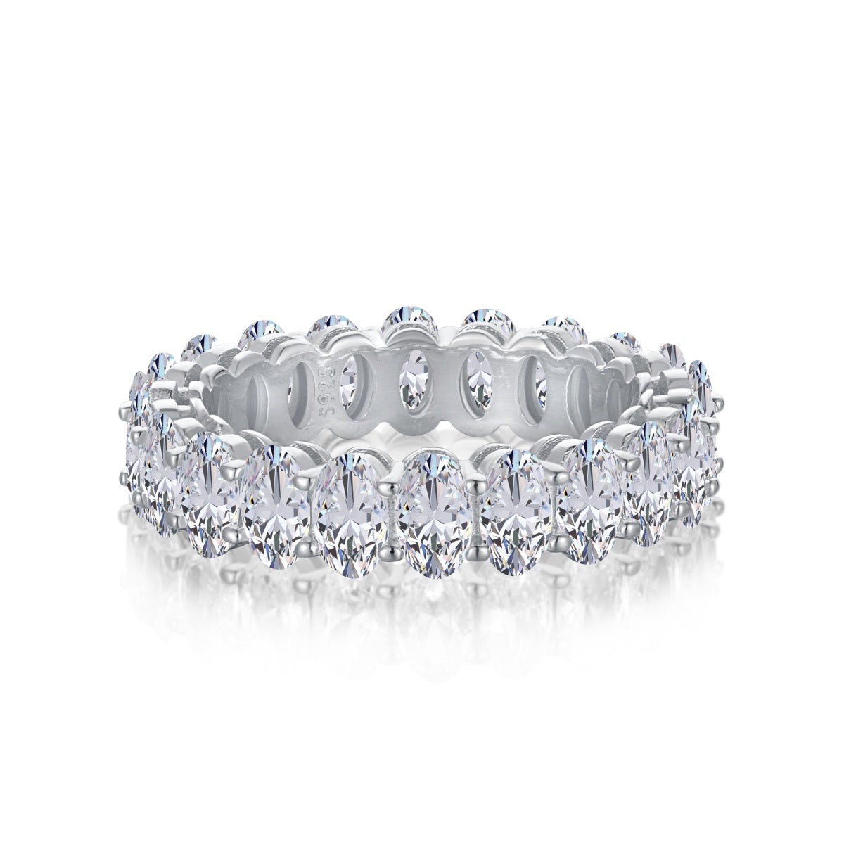 Angela Jewelry]Ornate Oval Cut Tennis Ring