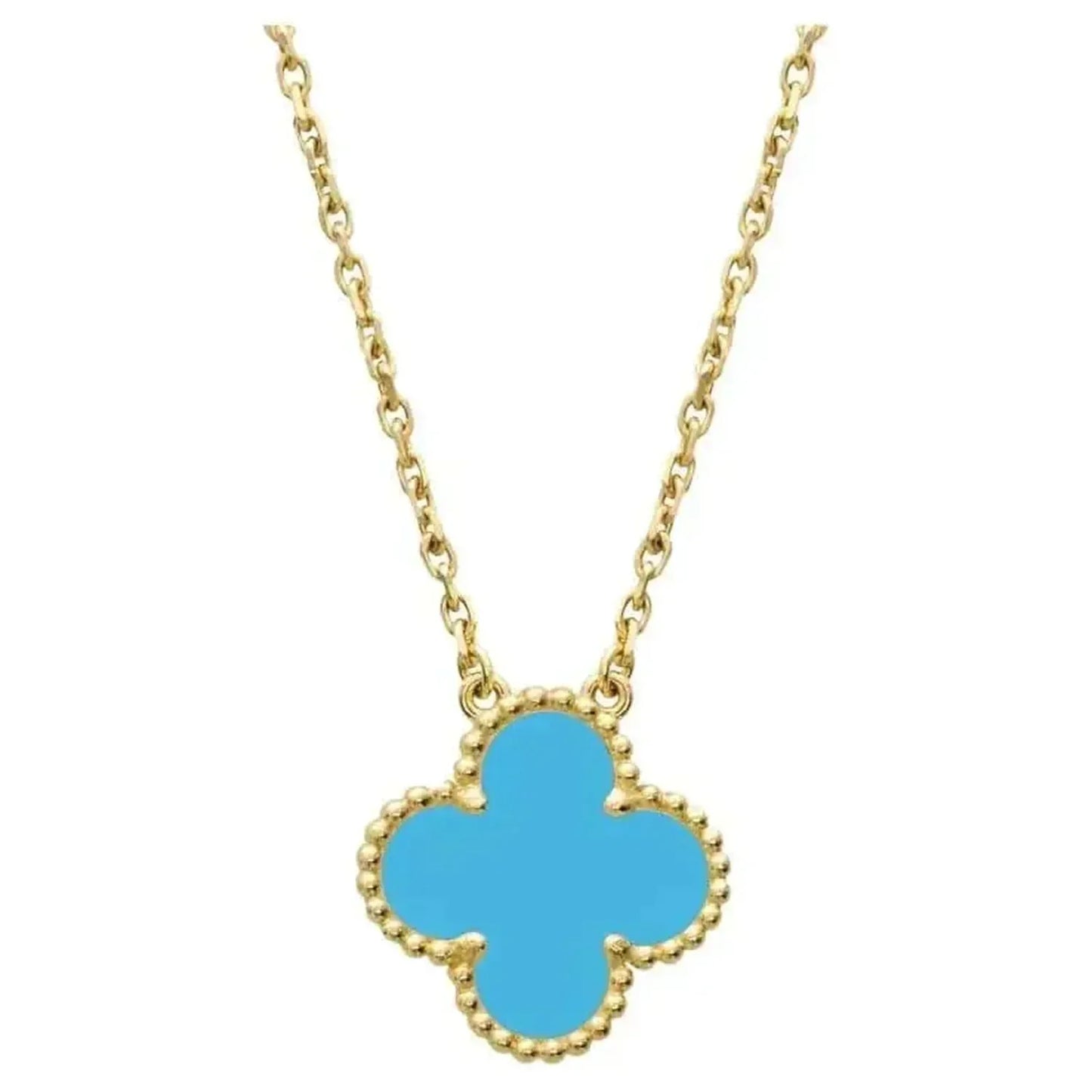 [Angela Jewellery]CLOVER 15MM VINTAGE TURQUOISE NECKLACE