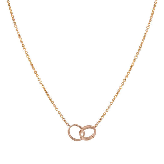 [Angela Jewellery]LOVE NECKLACE DOUBLE RING PINK GOLD