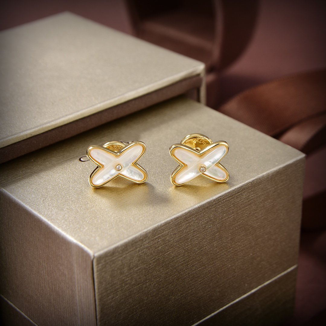 [Angela Jewellery]JEUX DE WHITE MOP GOLD DIAMOND EARRINGS