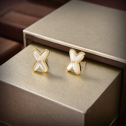 [Angela Jewellery]JEUX DE WHITE MOP GOLD DIAMOND EARRINGS