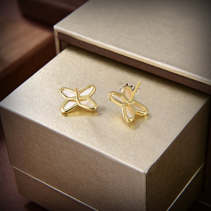 [Angela Jewellery]JEUX DE WHITE MOP GOLD DIAMOND EARRINGS