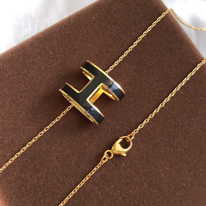 [Angela Jewellery]HM CLIC BLACK ENAMEL GOLD NECKLACE