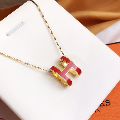[Angela Jewellery]HM CLIC RED ENAMEL GOLD NECKLACE