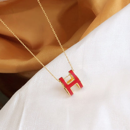 [Angela Jewellery]HM CLIC RED ENAMEL GOLD NECKLACE