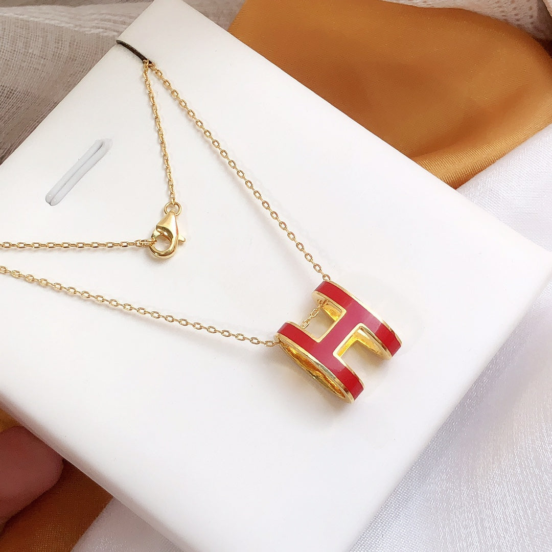 [Angela Jewellery]HM CLIC RED ENAMEL GOLD NECKLACE