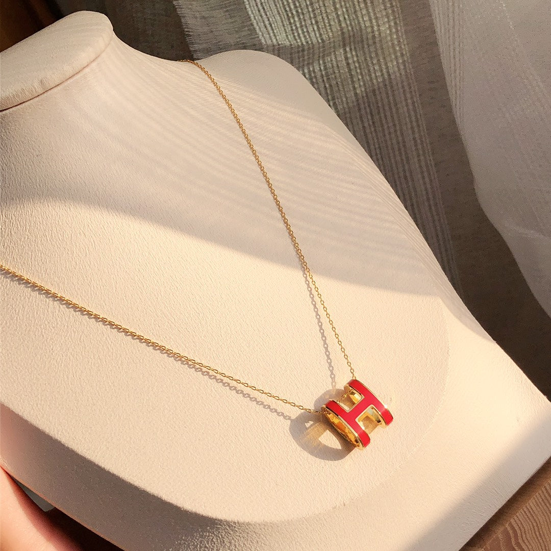 [Angela Jewellery]HM CLIC RED ENAMEL GOLD NECKLACE