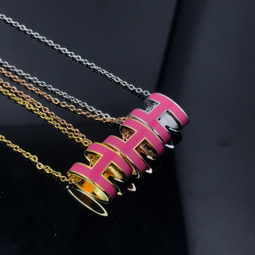 [Angela Jewellery]H NECKLACE PINK