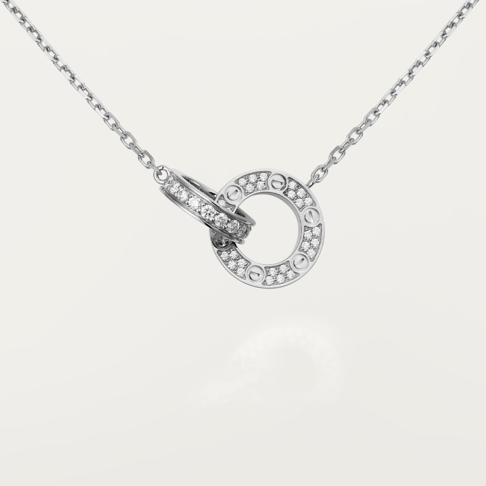 [Angela Jewellery]LOVE 7.6MM NECKLACE ROSE GOLD AND SILVER  FULL DIAMOND