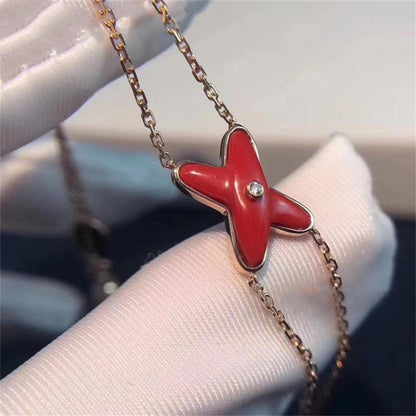 [Angela Jewellery]JEUX BRACELET CARNELIAN PINK GOLD 1 DIAMOND