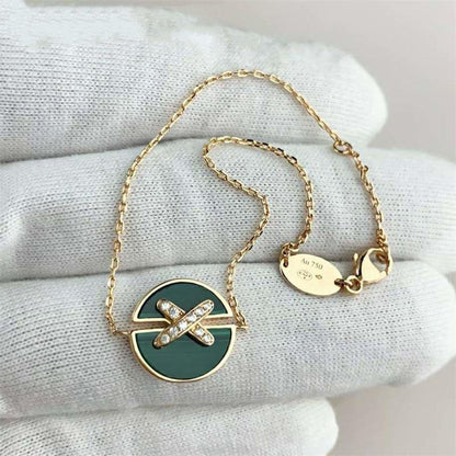 [Angela Jewellery]JEUX DE BRACELET MALACHITE PINK GOLD DIAMONDS