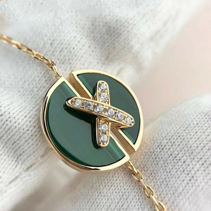 [Angela Jewellery]JEUX DE BRACELET MALACHITE PINK GOLD DIAMONDS