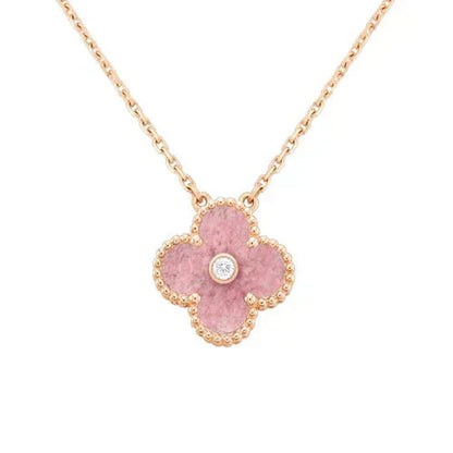 [Angela Jewellery]CLOVER 15MM DIAMOND RHODONITE NECKLACE
