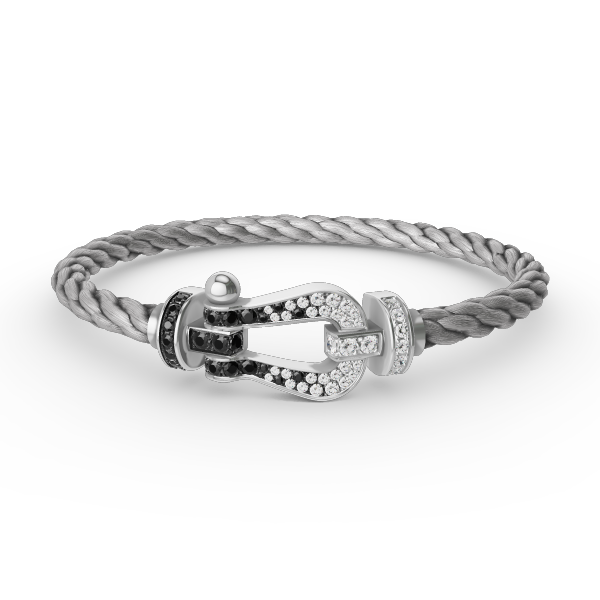 [Angela Jewellery]FORCE LARGE HORSESHOE BLACK WHITE DIAMOND BRACELET SILVER