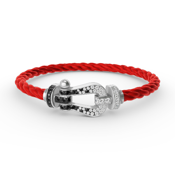 [Angela Jewellery]FORCE LARGE HORSESHOE BLACK WHITE DIAMOND BRACELET SILVER