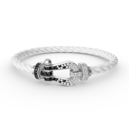 [Angela Jewellery]FORCE LARGE HORSESHOE BLACK WHITE DIAMOND BRACELET SILVER