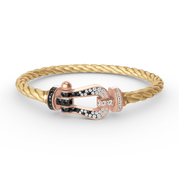 [Angela Jewellery]FORCE LARGE HORSESHOE BLACK WHITE DIAMOND BRACELET ROSE GOLD