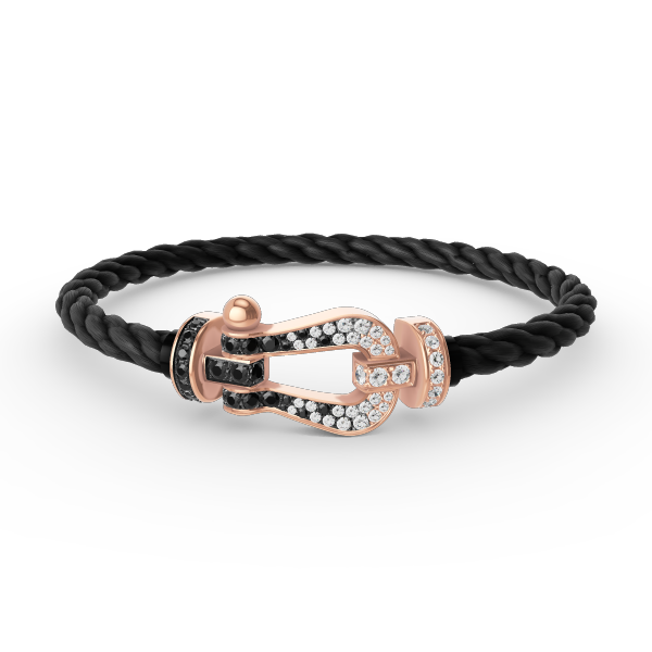 [Angela Jewellery]FORCE LARGE HORSESHOE BLACK WHITE DIAMOND BRACELET ROSE GOLD