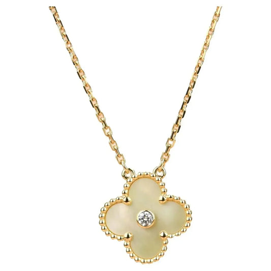 [Angela Jewellery]CLOVER 15MM DIAMOND GOLD MOTHER OF PEARL NECKLACE