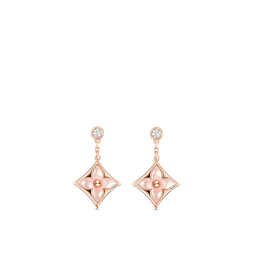 [Angela Jewellery]DOUBLE STAR PINK GOLD MOP DROP EARRINGS
