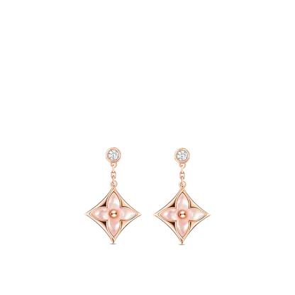 [Angela Jewellery]DOUBLE STAR PINK GOLD MOP DROP EARRINGS