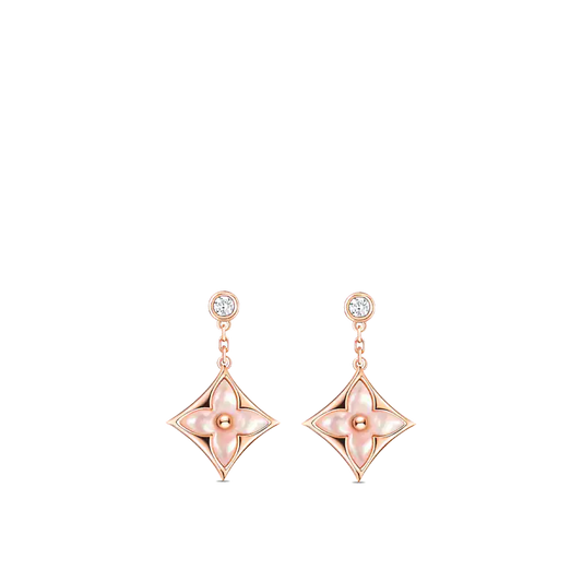 [Angela Jewellery]DOUBLE STAR PINK GOLD MOP DROP EARRINGS