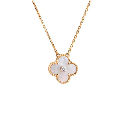 [Angela Jewellery]CLOVER 15MM DIAMOND WHITE FRITILLARIA NECKLACE