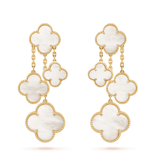 [Angela Jewellery]CLOVER EARRINGS WHITE MOP 4 MOTIFS GOLD