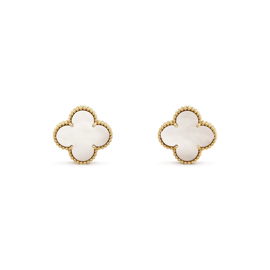 [Angela Jewellery]CLOVER MEDIUM 1 MOTIFS  WHITE MOP STUD EARRINGS
