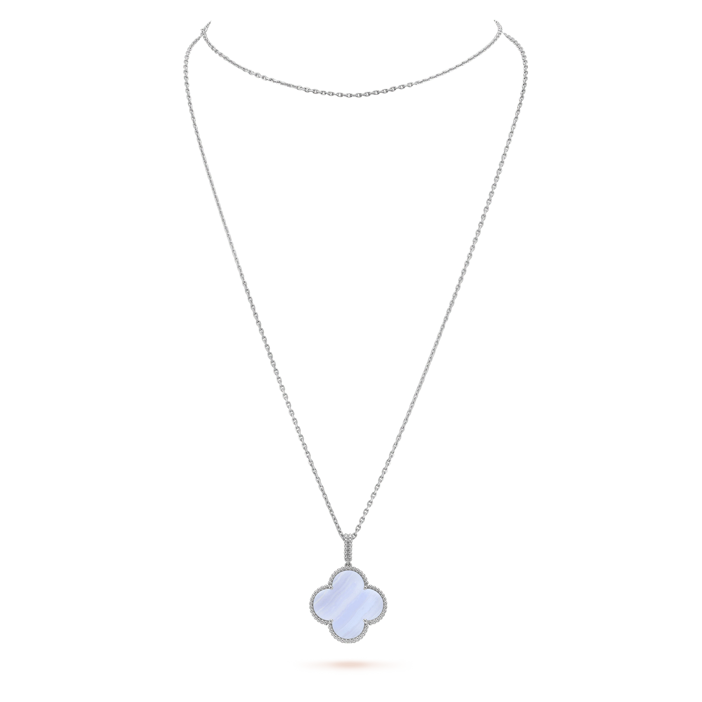 [Angela Jewellery]CLOVER SILVER CHALCEDONY BIG CLOVER NECKLACE