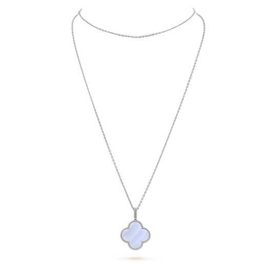 [Angela Jewellery]CLOVER SILVER CHALCEDONY BIG CLOVER NECKLACE