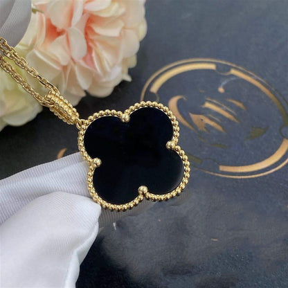 [Angela Jewellery]CLOVER 25MM GOLD ONYX BIG CLOVER NECKLACE