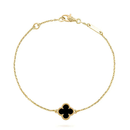 [Angela Jewellery]CLOVER ONYX SINGLE FLOWER BRACELET