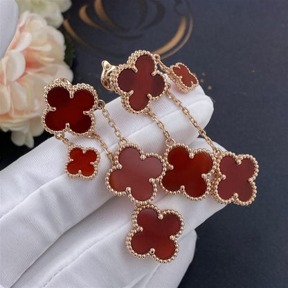 [Angela Jewellery]CLOVER EARRINGS CARNELIAN 4 MOTIFS PINK GOLD