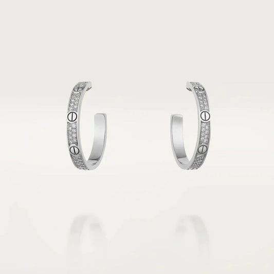 [Angela Jewellery]LOVE DIAMOND SILVER HOOP EARRINGS