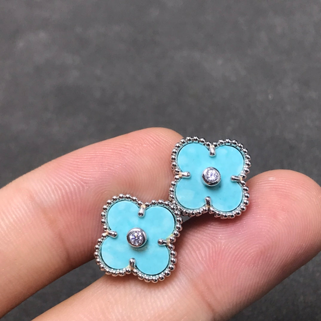 [Angela Jewellery]CLOVER 1 DIAMOND BLUE SKY SILVER EARRINGS