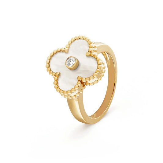 [Angela Jewellery]CLOVER PINK MOP RING GOLD DIAMOND